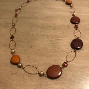 Jewelry -Elegant Brown and Gold Tone Vintage Sweater Necklace